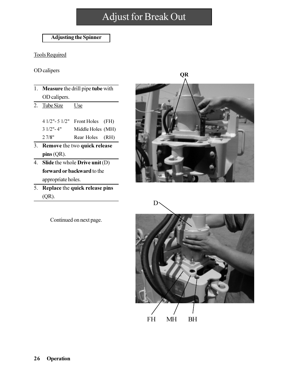 Adjust for break out | Hawk Industries Hawkjaw Jr. Manual 65K-ALS Serial Numbers 4 to 9 User Manual | Page 26 / 139