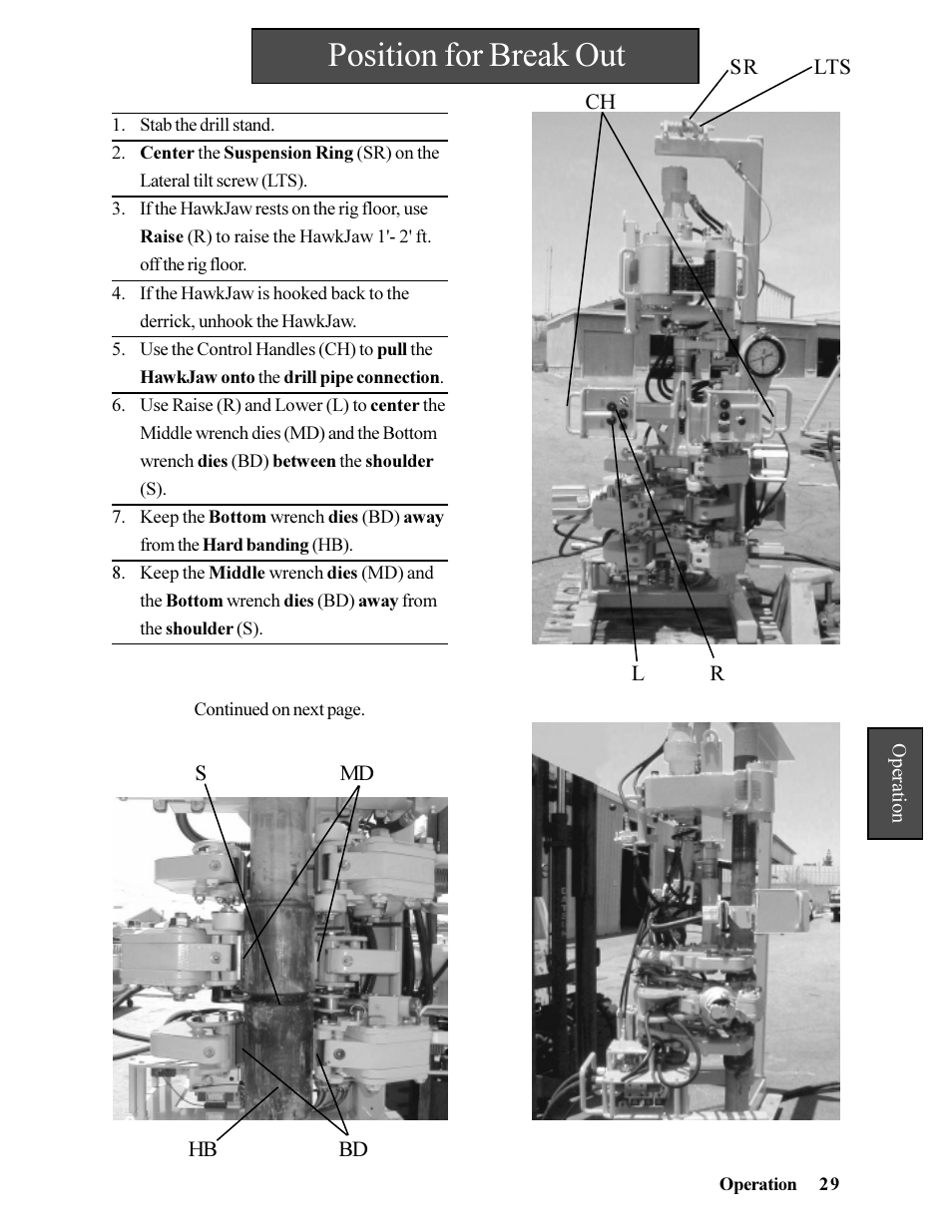 Position for break out | Hawk Industries Hawkjaw Jr. Manual 65K-ALS Serial Numbers 4 to 9 User Manual | Page 29 / 139