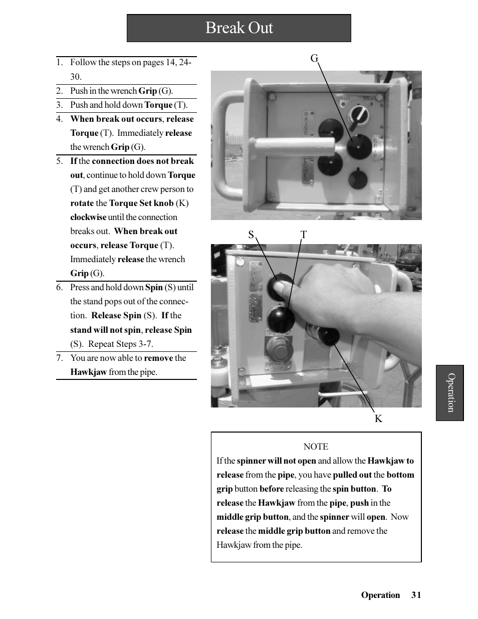 Break out | Hawk Industries Hawkjaw Jr. Manual 65K-ALS Serial Numbers 4 to 9 User Manual | Page 31 / 139