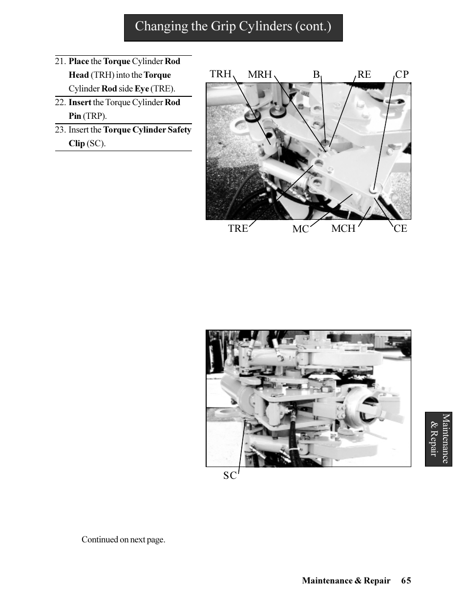 Changing the grip cylinders (cont.) | Hawk Industries Hawkjaw Jr. Manual 65K-ALS Serial Numbers 4 to 9 User Manual | Page 65 / 139