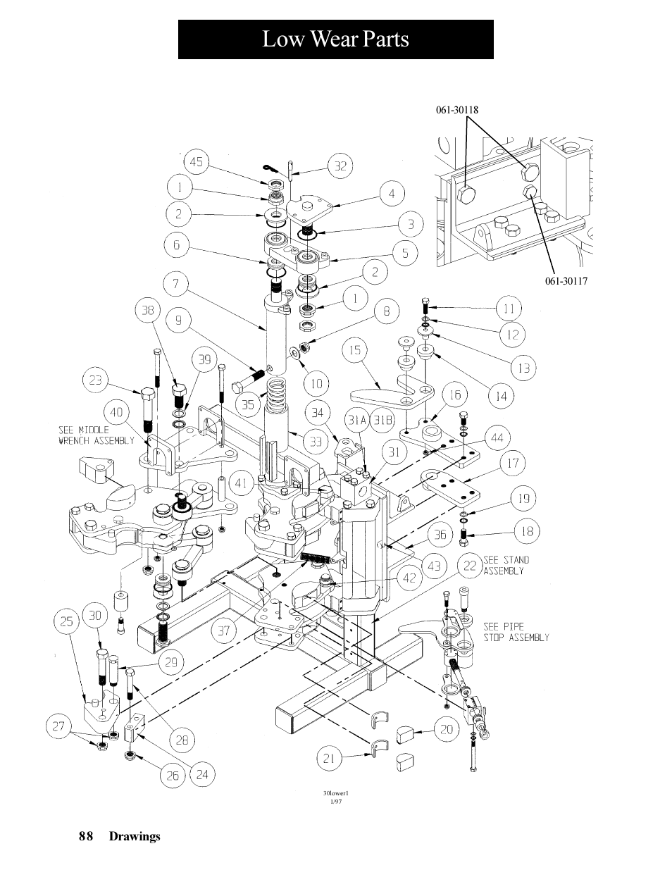 Low wear parts | Hawk Industries Hawkjaw Jr. Manual 65K-ALS Serial Numbers 4 to 9 User Manual | Page 88 / 139