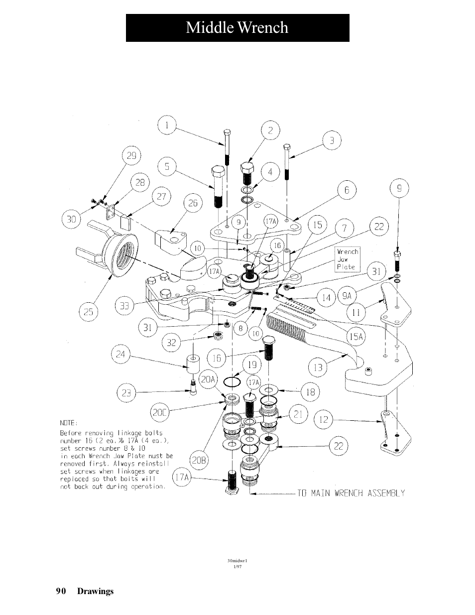 Middle wrench | Hawk Industries Hawkjaw Jr. Manual 65K-ALS Serial Numbers 4 to 9 User Manual | Page 90 / 139