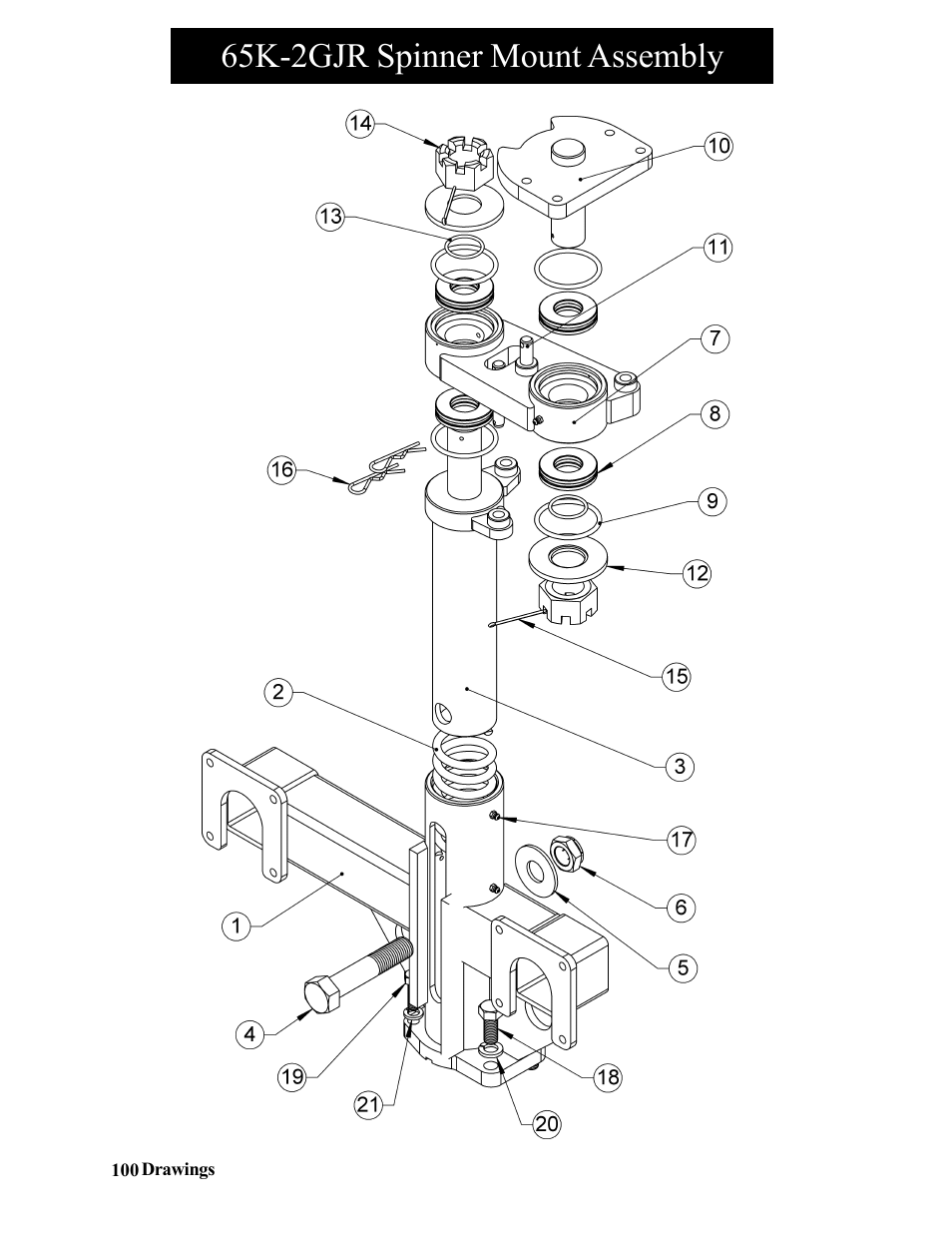 65k-2gjr spinner mount assembly | Hawk Industries Hawkjaw Jr. Manual 65K-2GJR Serial Numbers 21 to 32 User Manual | Page 100 / 147