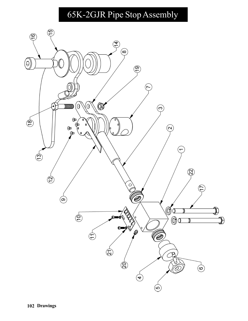 65k-2gjr pipe stop assembly | Hawk Industries Hawkjaw Jr. Manual 65K-2GJR Serial Numbers 21 to 32 User Manual | Page 102 / 147