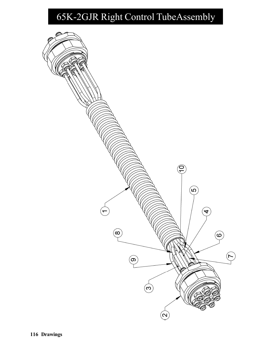 65k-2gjr a41l left control tubeassembly, 65k-2gjr right control tubeassembly | Hawk Industries Hawkjaw Jr. Manual 65K-2GJR Serial Numbers 21 to 32 User Manual | Page 116 / 147