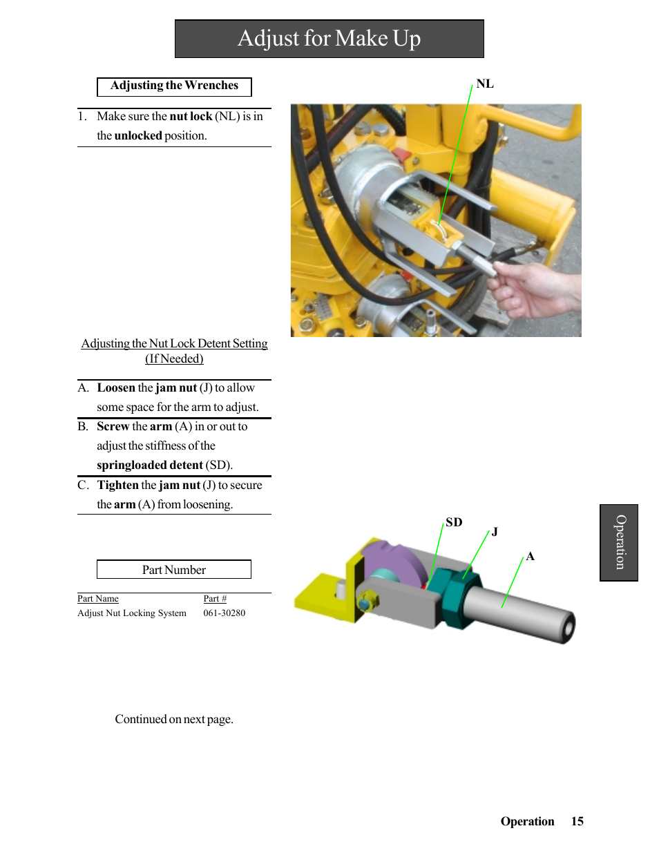 Adjust for make up | Hawk Industries Hawkjaw Jr. Manual 65K-2GJR Serial Numbers 21 to 32 User Manual | Page 15 / 147