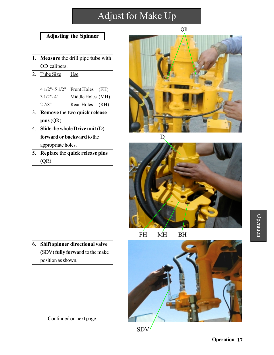 Adjust for make up | Hawk Industries Hawkjaw Jr. Manual 65K-2GJR Serial Numbers 21 to 32 User Manual | Page 17 / 147