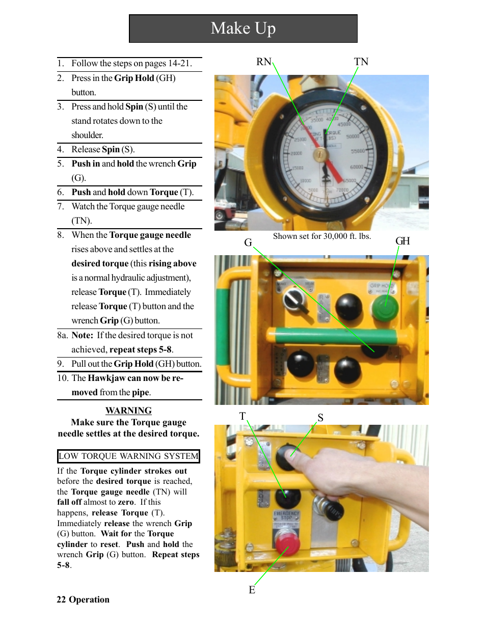 Make up | Hawk Industries Hawkjaw Jr. Manual 65K-2GJR Serial Numbers 21 to 32 User Manual | Page 22 / 147