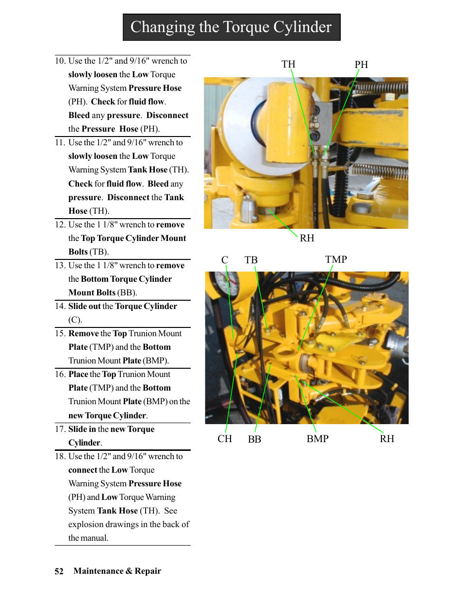 Changing the torque cylinder | Hawk Industries Hawkjaw Jr. Manual 65K-2GJR Serial Numbers 21 to 32 User Manual | Page 52 / 147