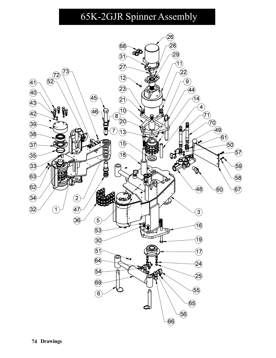 65k-2gjr spinner assembly | Hawk Industries Hawkjaw Jr. Manual 65K-2GJR Serial Numbers 21 to 32 User Manual | Page 74 / 147
