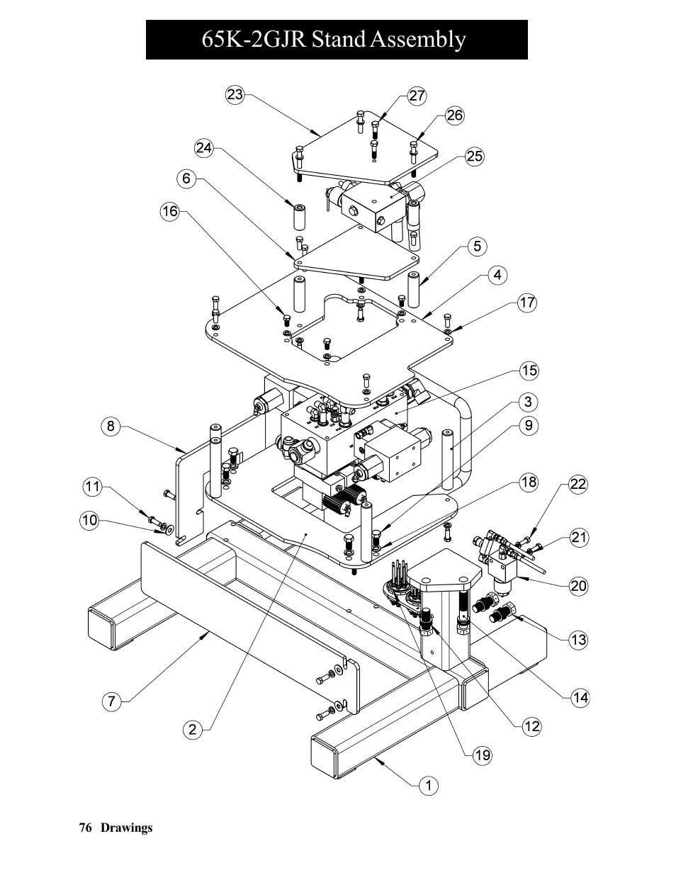 65k-2gjr stand assembly | Hawk Industries Hawkjaw Jr. Manual 65K-2GJR Serial Numbers 21 to 32 User Manual | Page 76 / 147