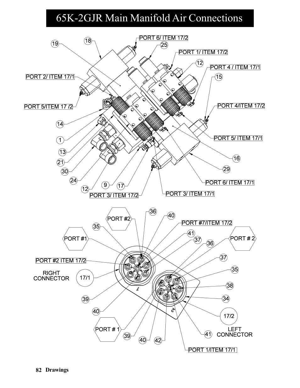 65k-2gjr main manifold air connections | Hawk Industries Hawkjaw Jr. Manual 65K-2GJR Serial Numbers 21 to 32 User Manual | Page 82 / 147