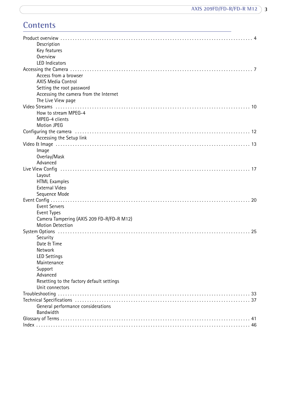 Axis Communications 209 FD-R M12 User Manual | Page 3 / 46
