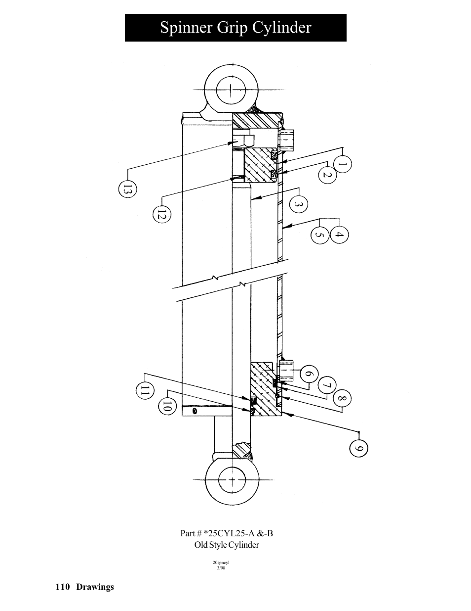 Spinner grip cylinder | Hawk Industries Hawkjaw Sr. Manual ALS Serial Numbers 1 to 100 User Manual | Page 110 / 159