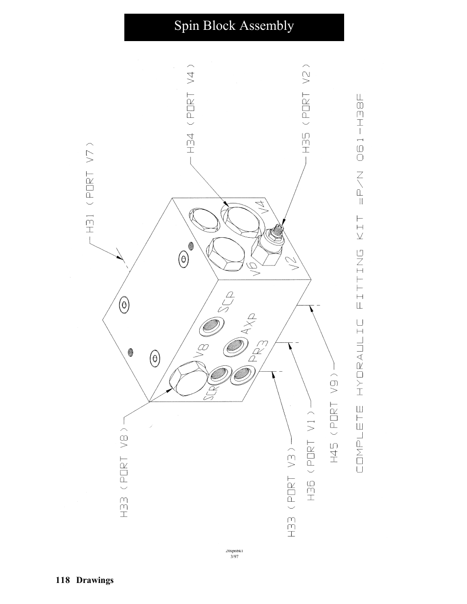 Spin block assembly | Hawk Industries Hawkjaw Sr. Manual ALS Serial Numbers 1 to 100 User Manual | Page 118 / 159