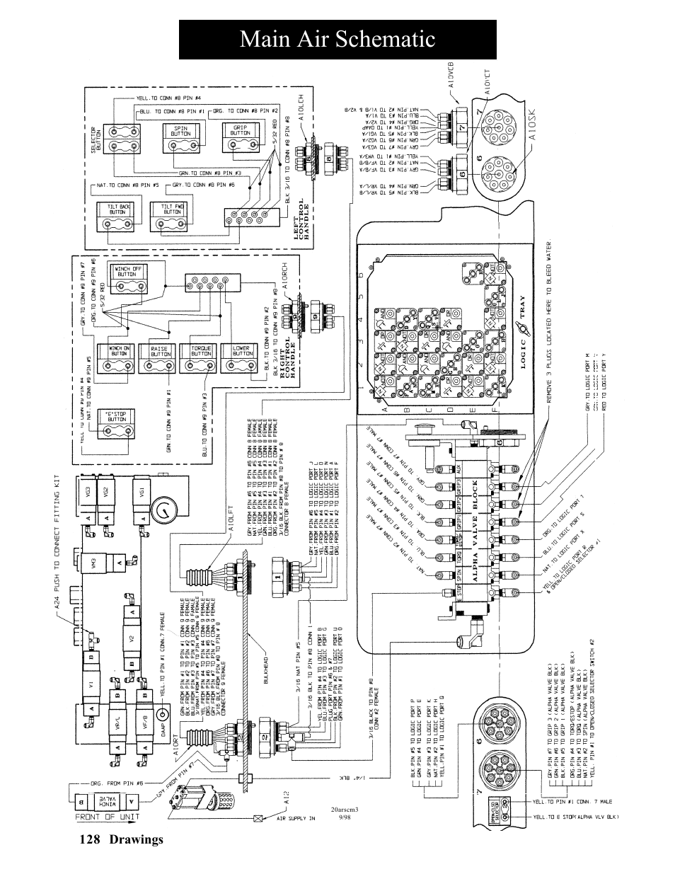 Main air schematic | Hawk Industries Hawkjaw Sr. Manual ALS Serial Numbers 1 to 100 User Manual | Page 128 / 159