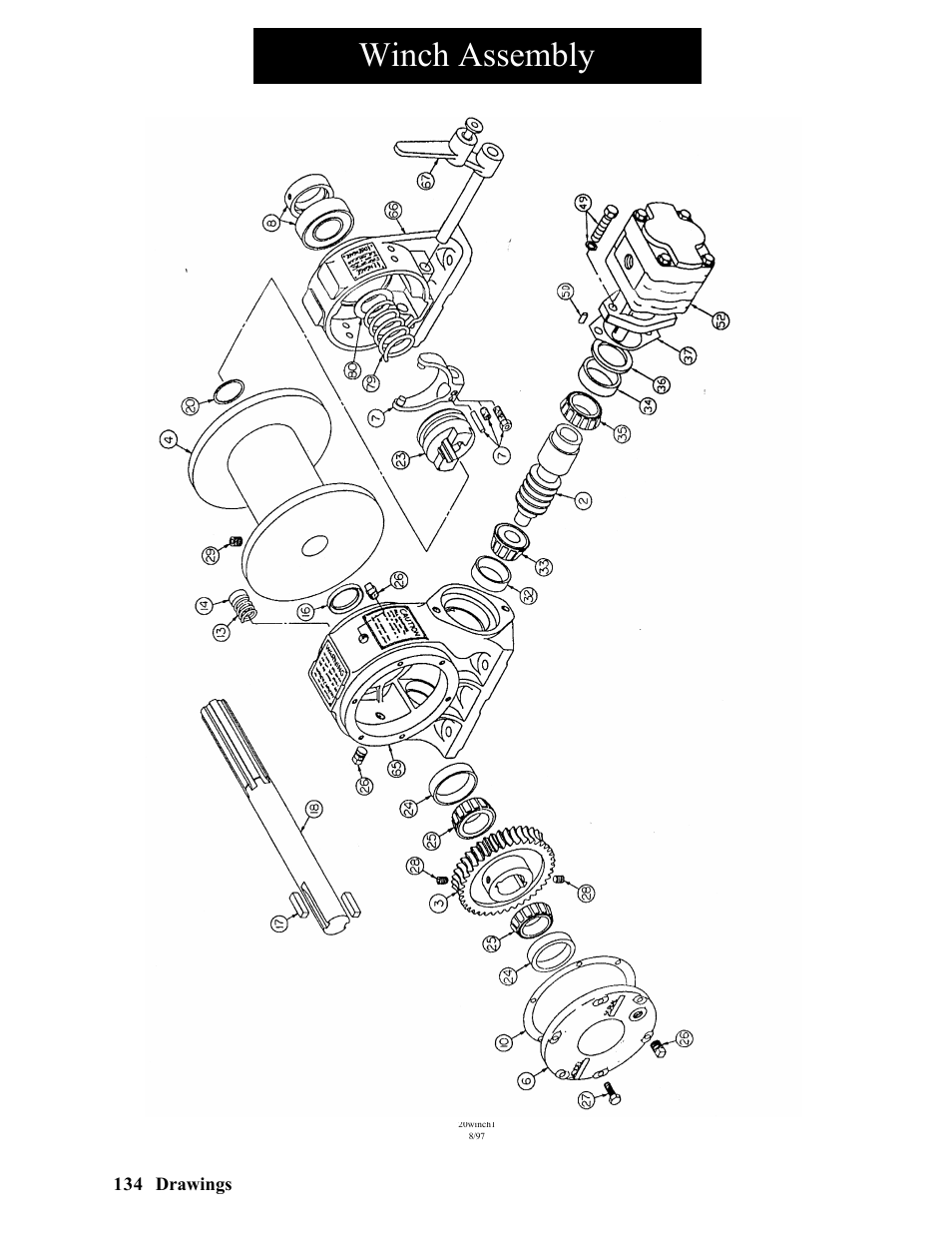 Winch assembly | Hawk Industries Hawkjaw Sr. Manual ALS Serial Numbers 1 to 100 User Manual | Page 134 / 159