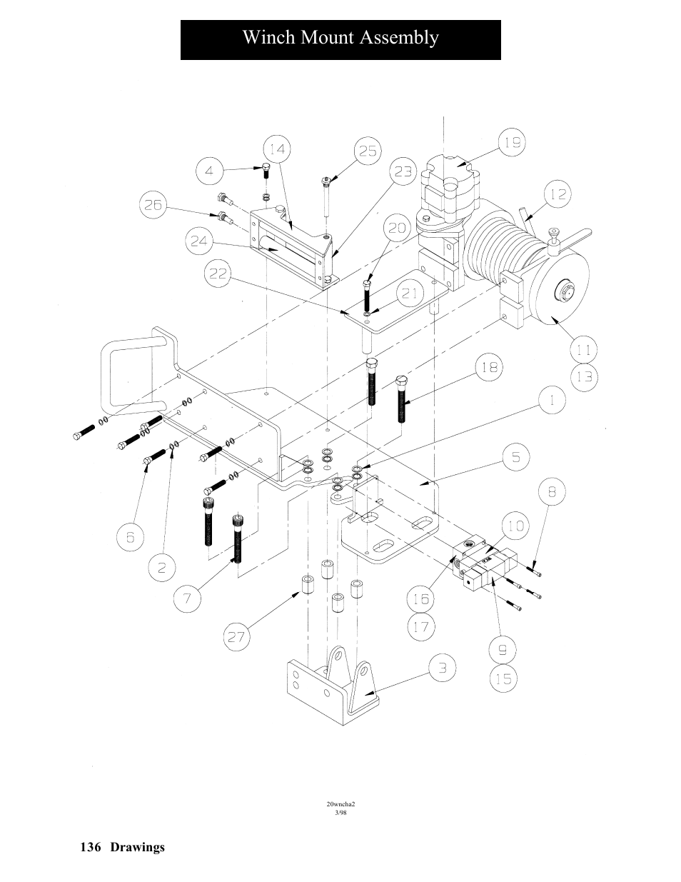 Winch mount assembly | Hawk Industries Hawkjaw Sr. Manual ALS Serial Numbers 1 to 100 User Manual | Page 136 / 159