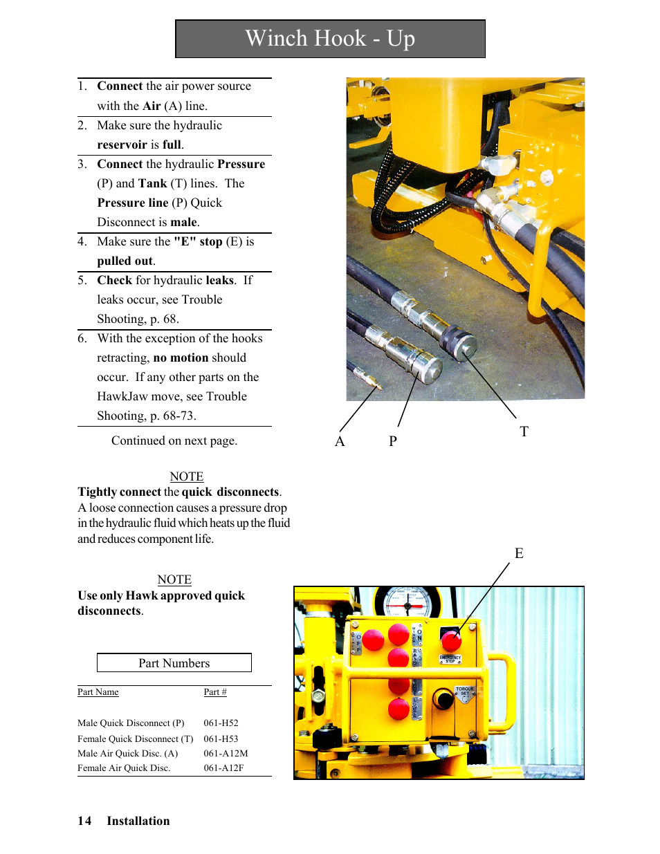 Winch hook - up | Hawk Industries Hawkjaw Sr. Manual ALS Serial Numbers 1 to 100 User Manual | Page 14 / 159