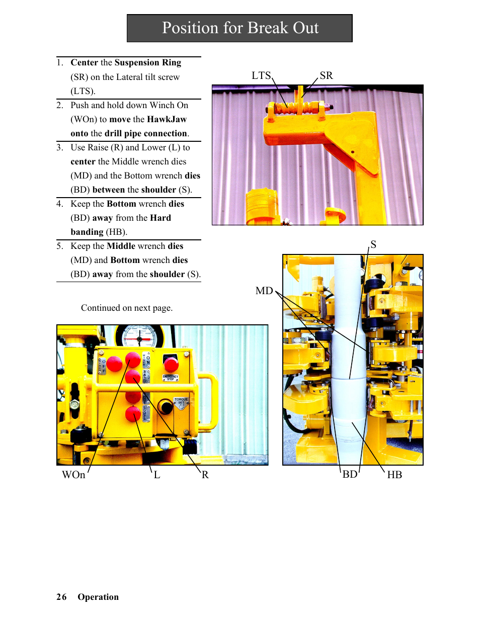 Position for break out | Hawk Industries Hawkjaw Sr. Manual ALS Serial Numbers 1 to 100 User Manual | Page 26 / 159