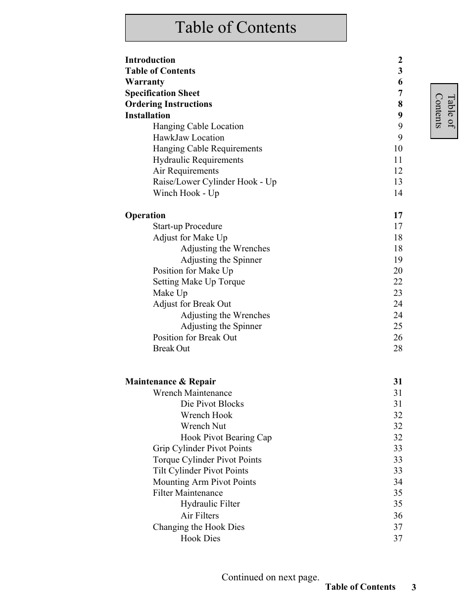 Hawk Industries Hawkjaw Sr. Manual ALS Serial Numbers 1 to 100 User Manual | Page 3 / 159