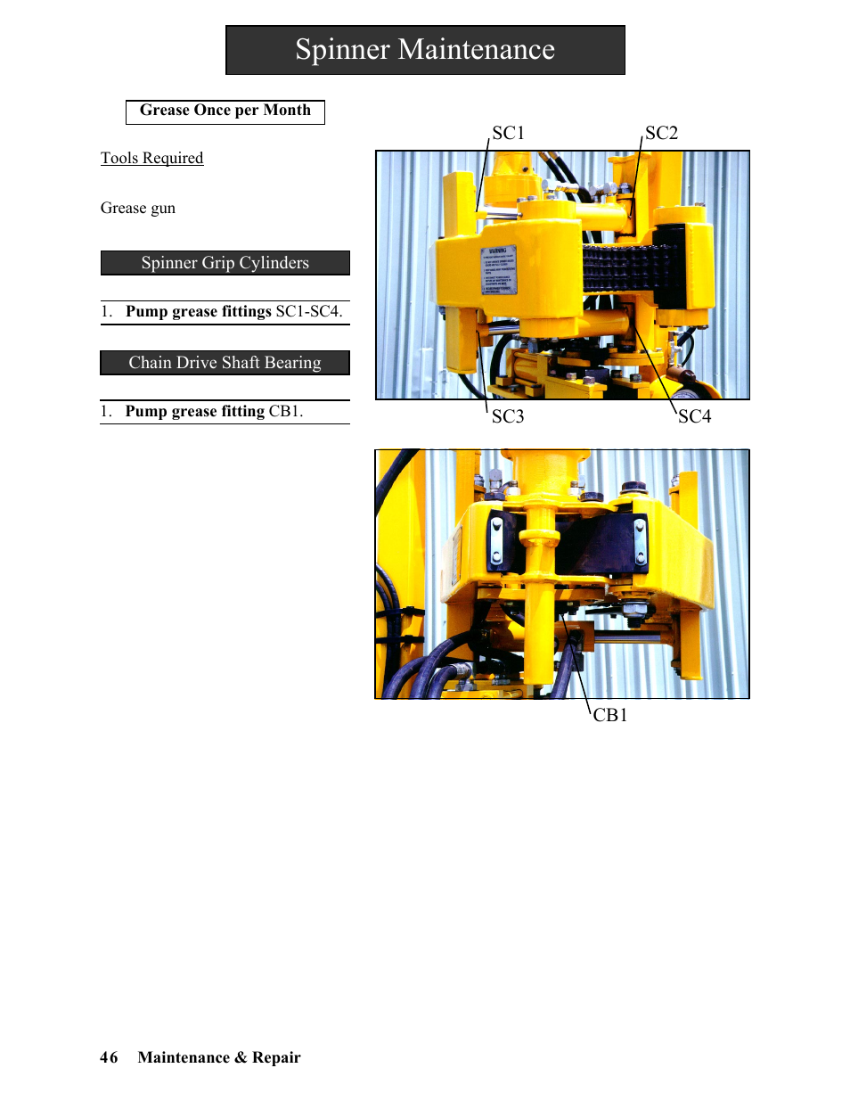 Spinner maintenance | Hawk Industries Hawkjaw Sr. Manual ALS Serial Numbers 1 to 100 User Manual | Page 46 / 159