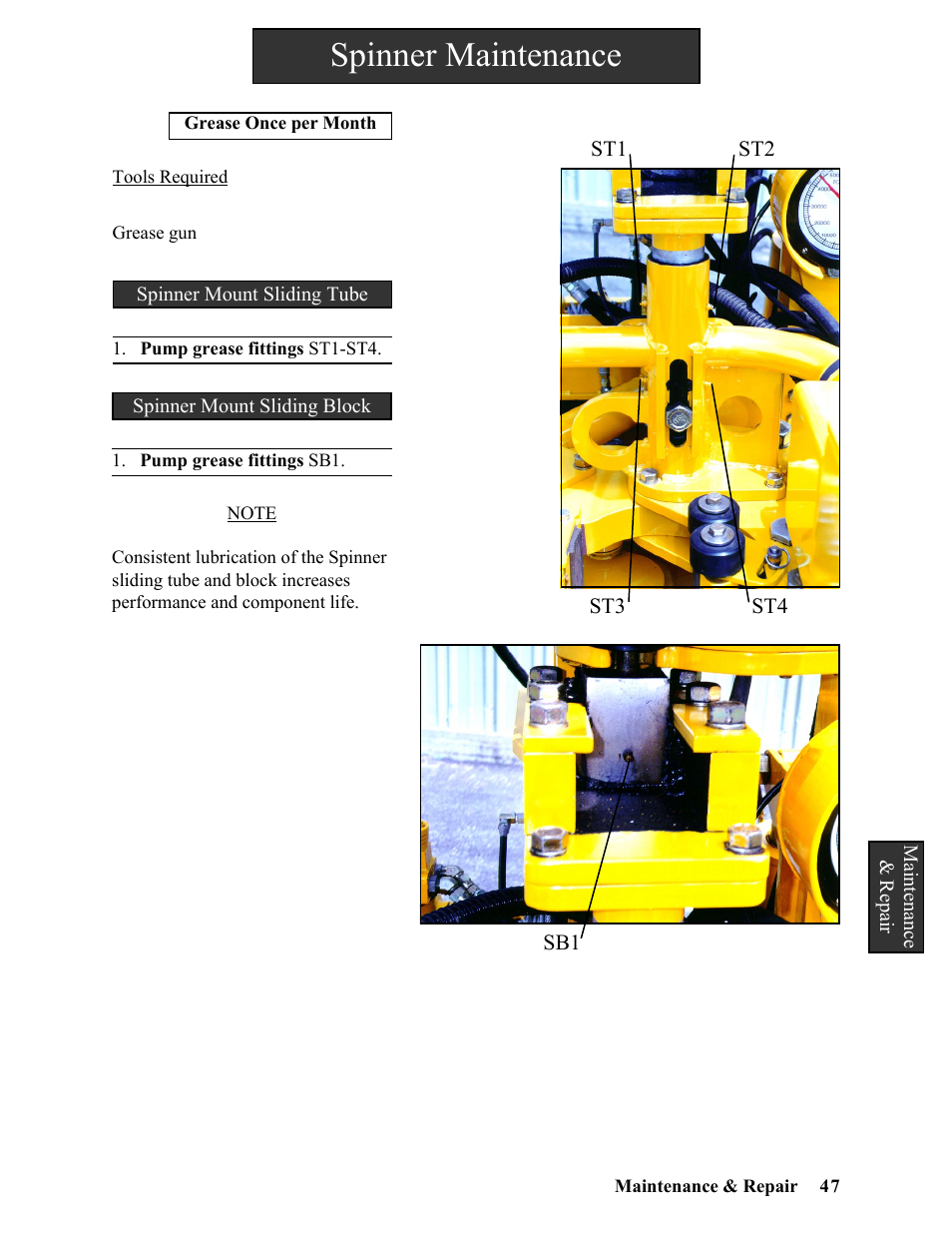 Spinner maintenance | Hawk Industries Hawkjaw Sr. Manual ALS Serial Numbers 1 to 100 User Manual | Page 47 / 159