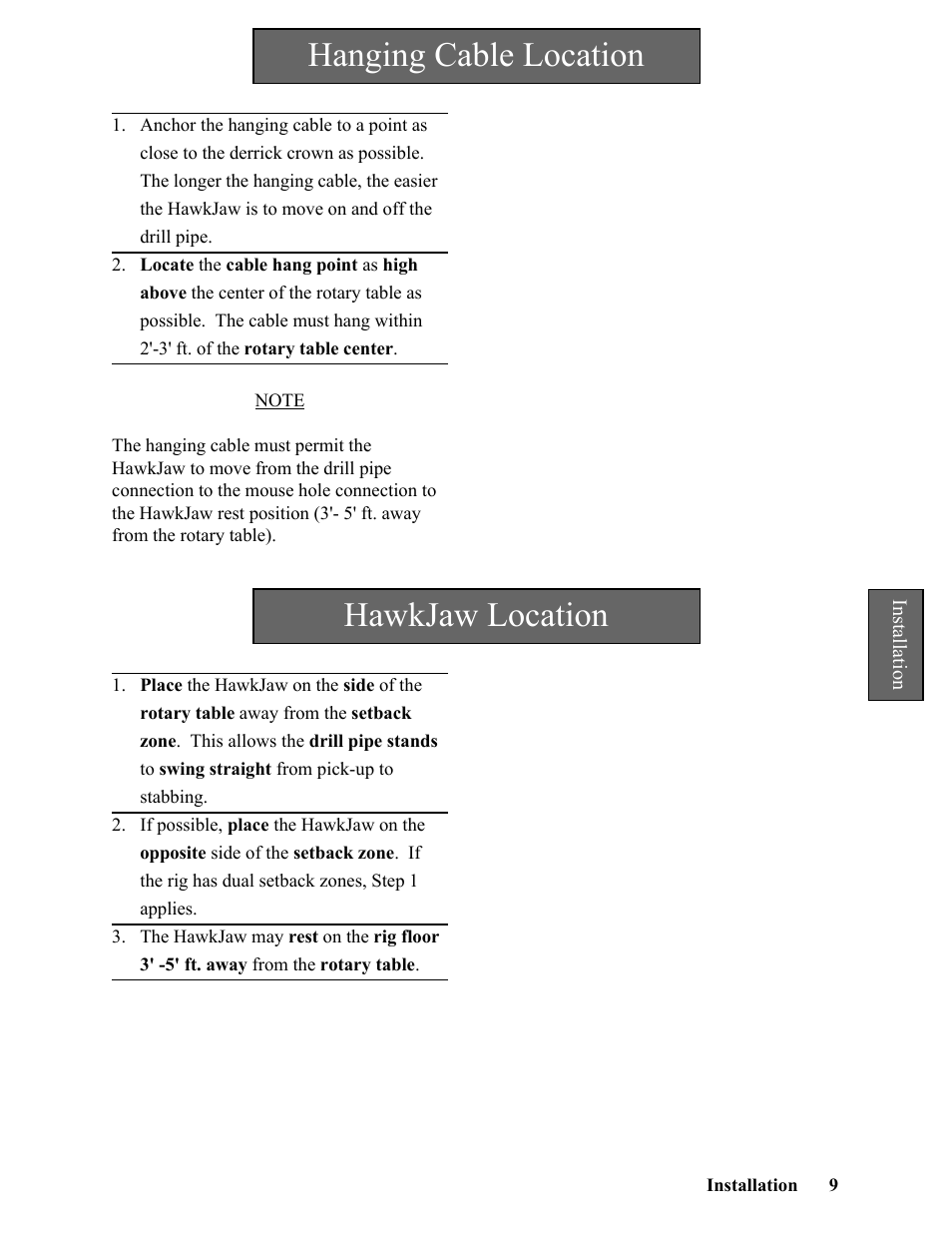 Hanging cable location, Hawkjaw location | Hawk Industries Hawkjaw Sr. Manual ALS Serial Numbers 1 to 100 User Manual | Page 9 / 159