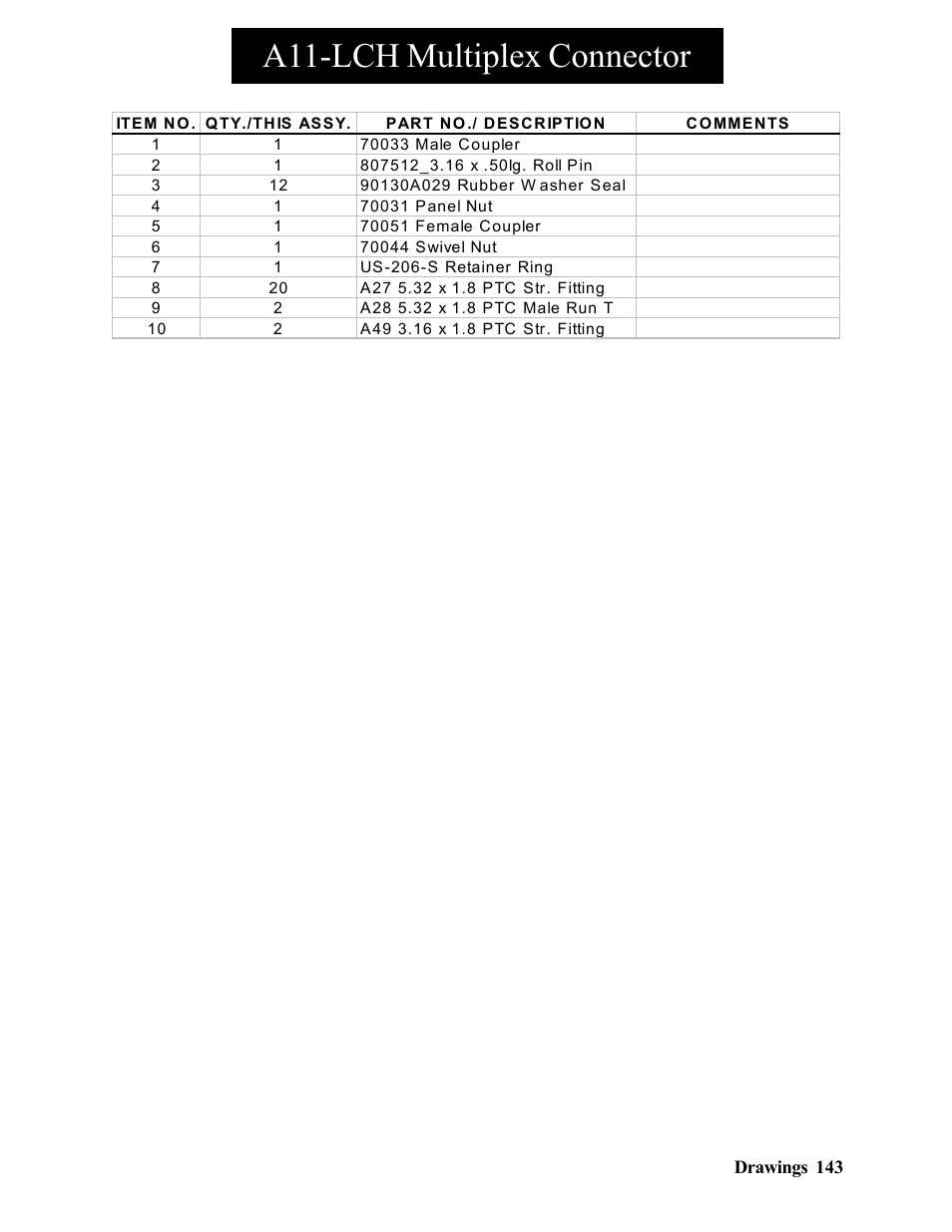 A11-lch multiplex connector | Hawk Industries Hawkjaw Sr. Manual 100K-2GSR Serial Numbers 101 to 120 User Manual | Page 143 / 165