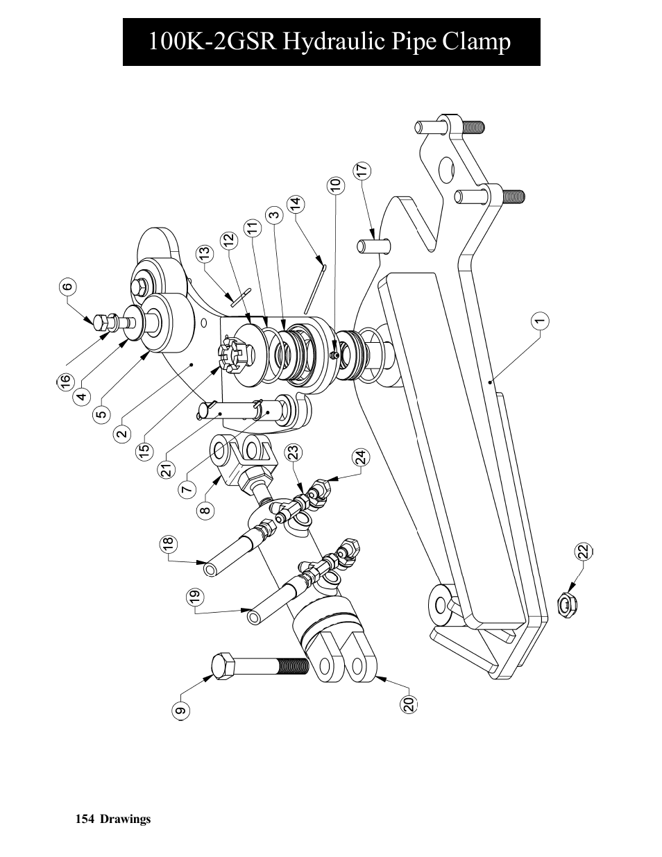 100k-2gsr hydraulic pipe clamp | Hawk Industries Hawkjaw Sr. Manual 100K-2GSR Serial Numbers 101 to 120 User Manual | Page 154 / 165