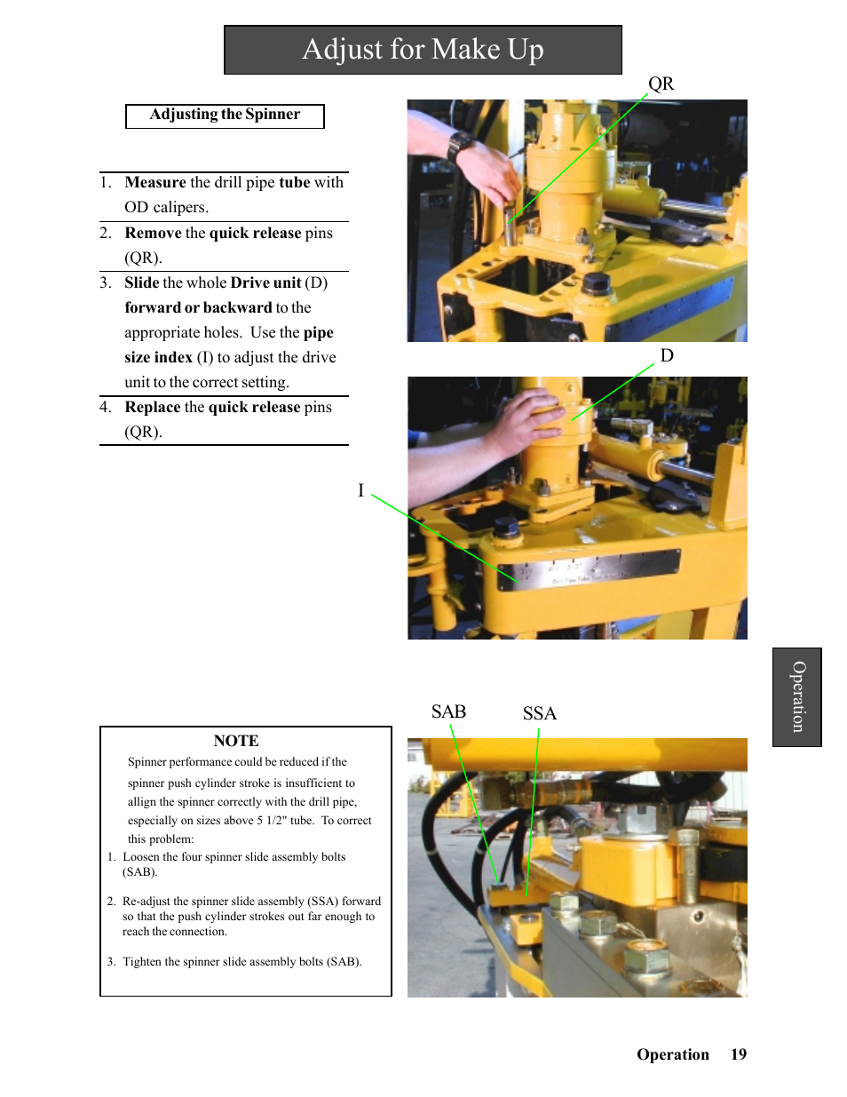 Adjust for make up | Hawk Industries Hawkjaw Sr. Manual 100K-2GSR Serial Numbers 101 to 120 User Manual | Page 19 / 165