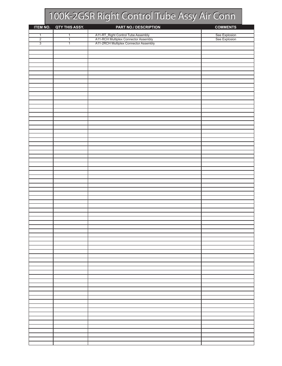 100k-2gsr right control tube assy air conn | Hawk Industries Hawkjaw Sr. 100K-2GSR M100K Serial Numbers 141 to 200 User Manual | Page 121 / 215