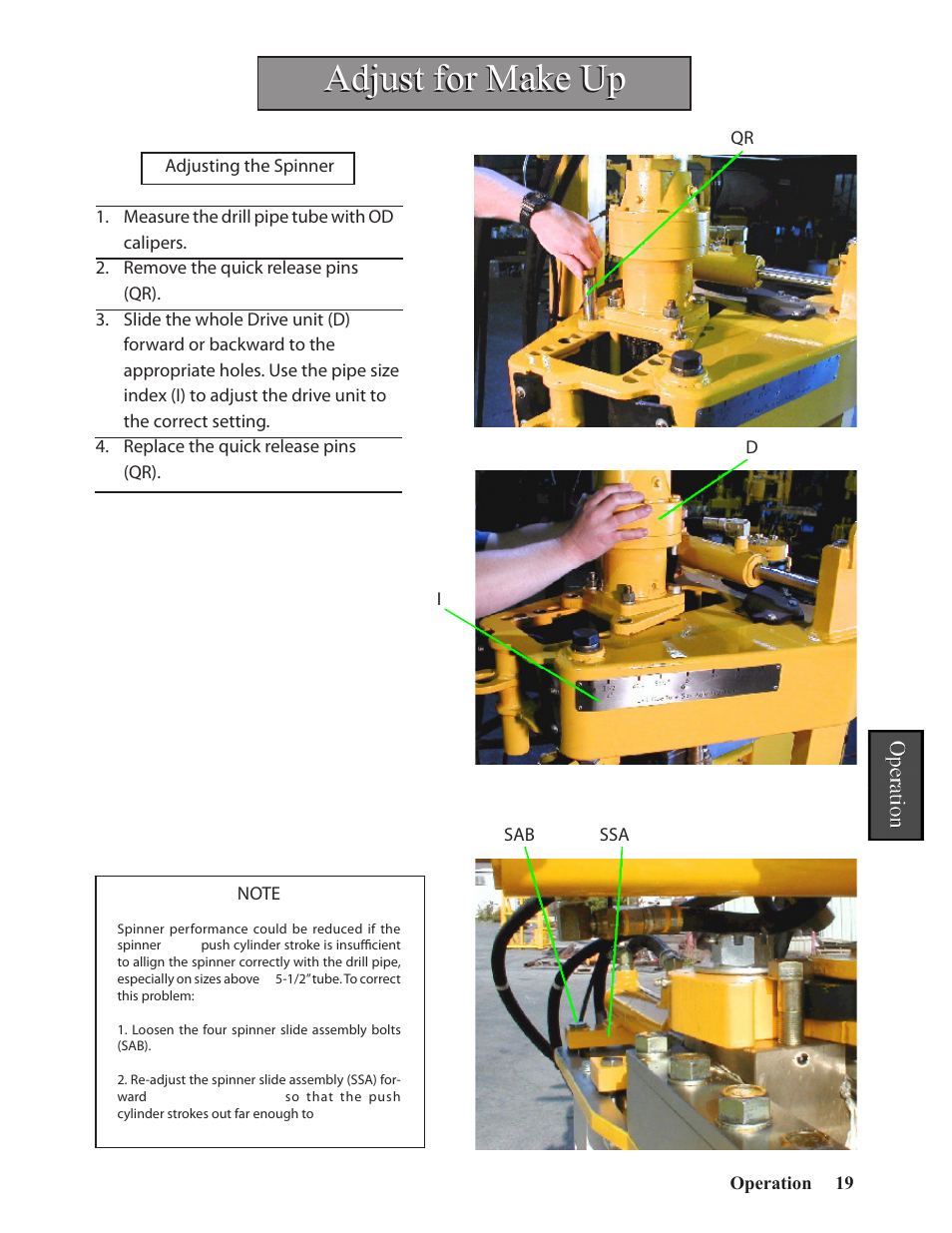 Adjust for make up | Hawk Industries Hawkjaw Sr. 100K-2GSR M100K Serial Numbers 141 to 200 User Manual | Page 21 / 215