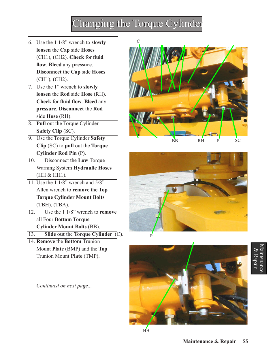 Changing the torque cylinder | Hawk Industries Hawkjaw Sr. 100K-2GSR M100K Serial Numbers 141 to 200 User Manual | Page 57 / 215