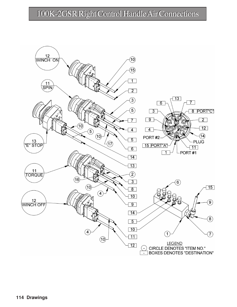 100k-2gsr right control handle air connections | Hawk Industries Hawkjaw Sr. Manual M100K-2GSR Serial Numbers 201 to 370 User Manual | Page 116 / 215