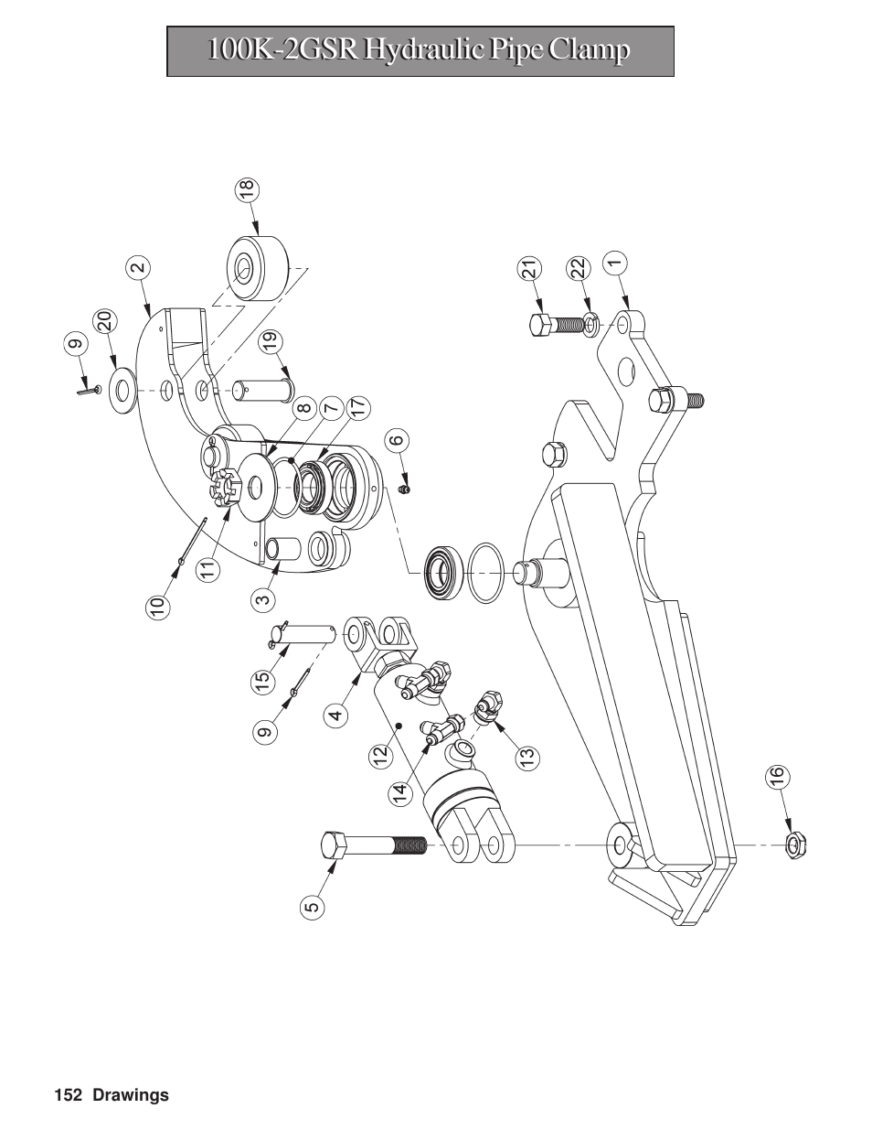 100k-2gsr hydraulic pipe clamp | Hawk Industries Hawkjaw Sr. Manual M100K-2GSR Serial Numbers 201 to 370 User Manual | Page 154 / 215
