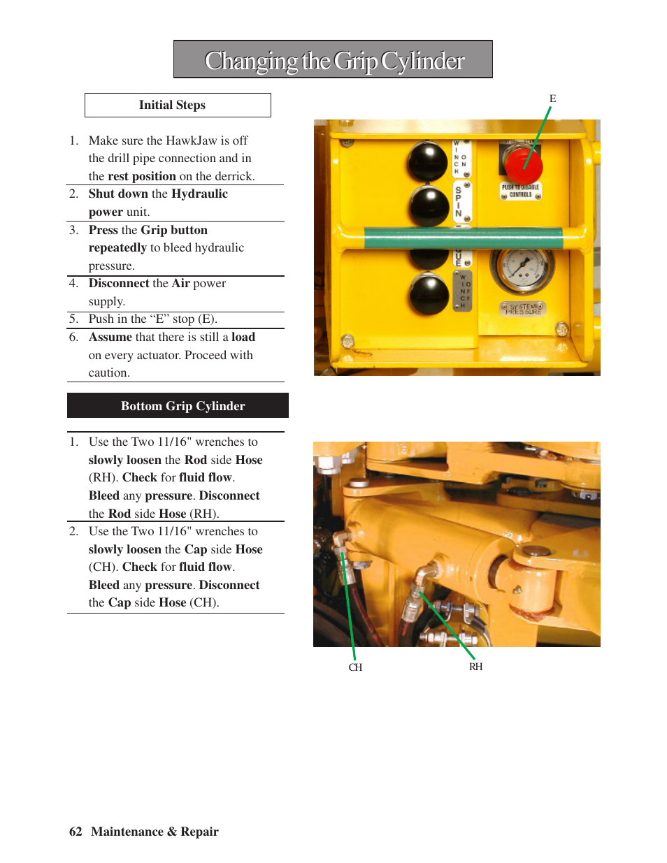 Changing the grip cylinder | Hawk Industries Hawkjaw Sr. Manual M100K-2GSR Serial Numbers 201 to 370 User Manual | Page 64 / 215