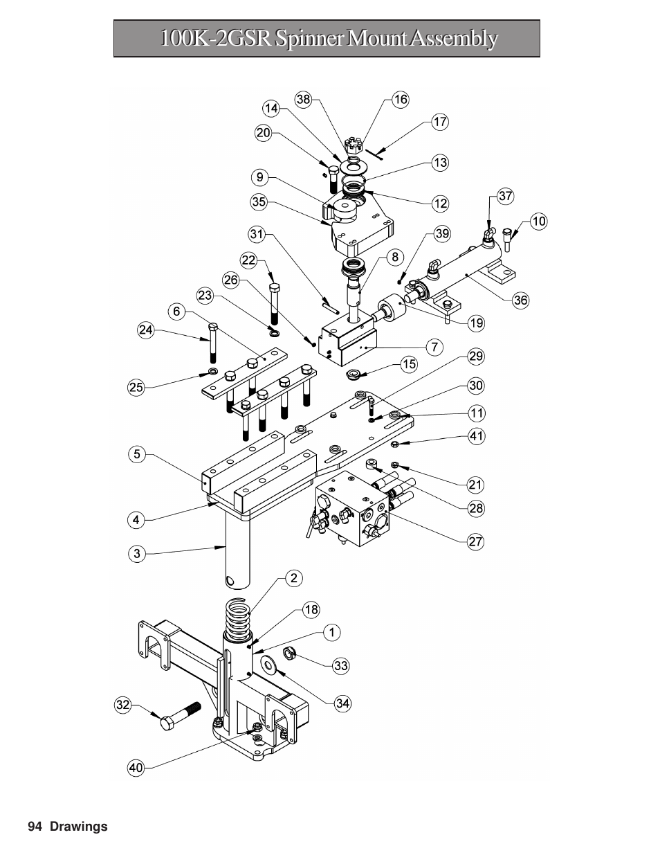 100k-2gsr spinner mount assembly | Hawk Industries Hawkjaw Sr. Manual M100K-2GSR Serial Numbers 201 to 370 User Manual | Page 96 / 215