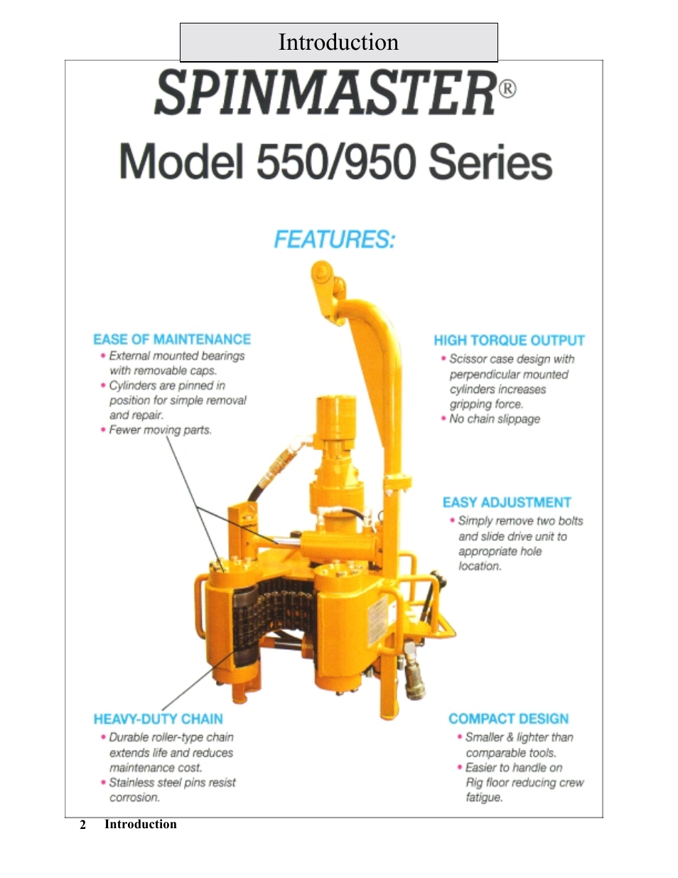 Introduction | Hawk Industries Spinner Manual 550 HYDRAULIC Serial Numbers 1 to 205 User Manual | Page 2 / 81