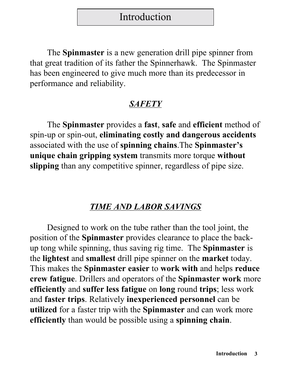 Introduction | Hawk Industries Spinner Manual 550 HYDRAULIC Serial Numbers 1 to 205 User Manual | Page 3 / 81