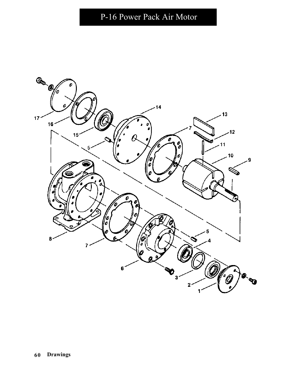 P-16 power pack air motor | Hawk Industries Spinner Manual 550 HYDRAULIC Serial Numbers 1 to 205 User Manual | Page 60 / 81