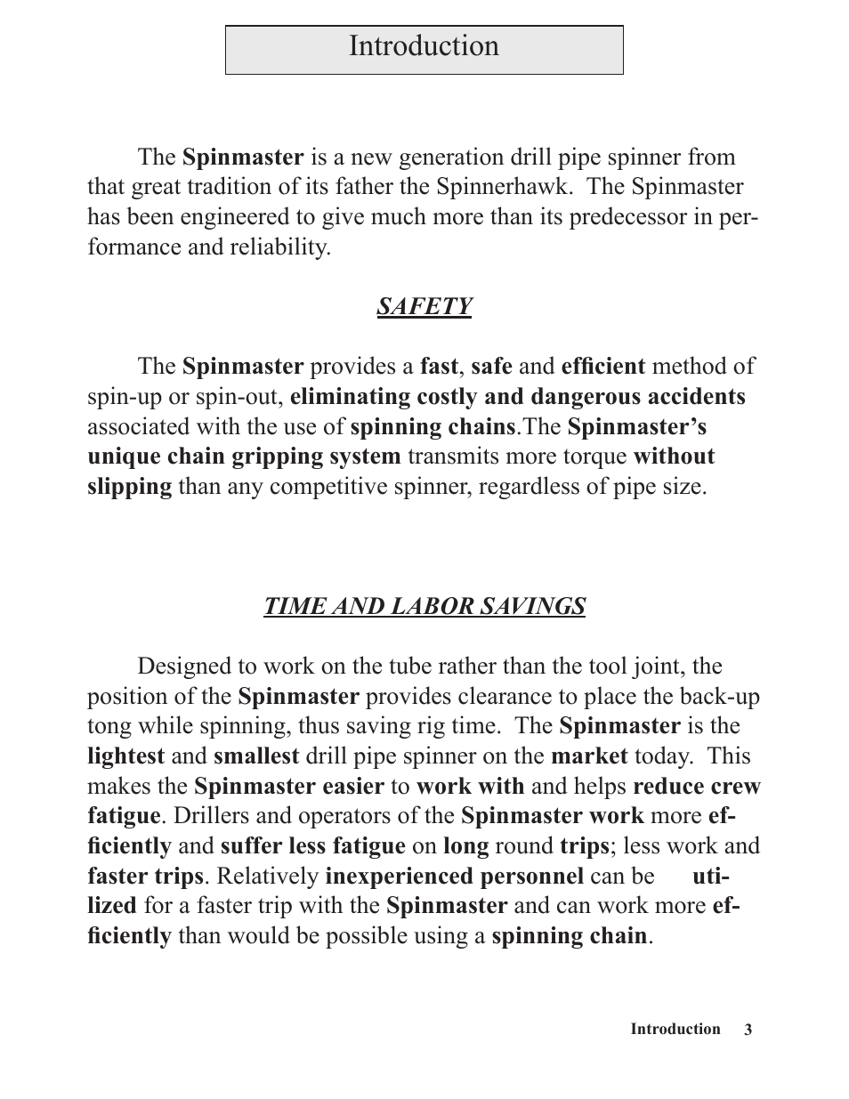 Introduction | Hawk Industries Spinner Manual 950 HYDRAULIC Serial Numbers 401 to 701 User Manual | Page 3 / 101