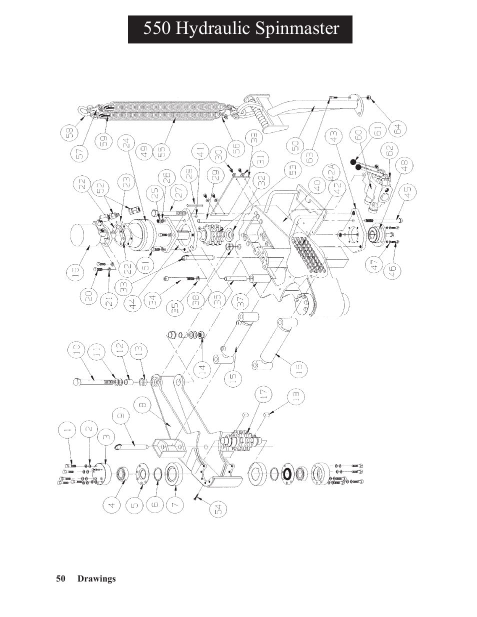 550 hydraulic spinmaster | Hawk Industries Spinner Manual 950 HYDRAULIC Serial Numbers 401 to 701 User Manual | Page 50 / 101