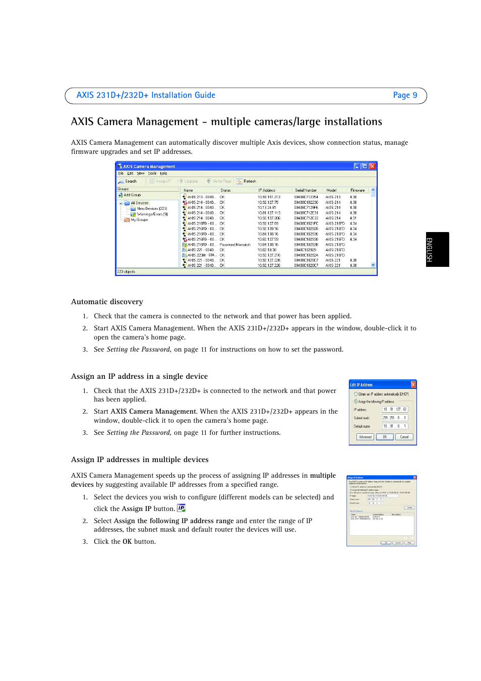 Axis Communications 231D User Manual | Page 9 / 54
