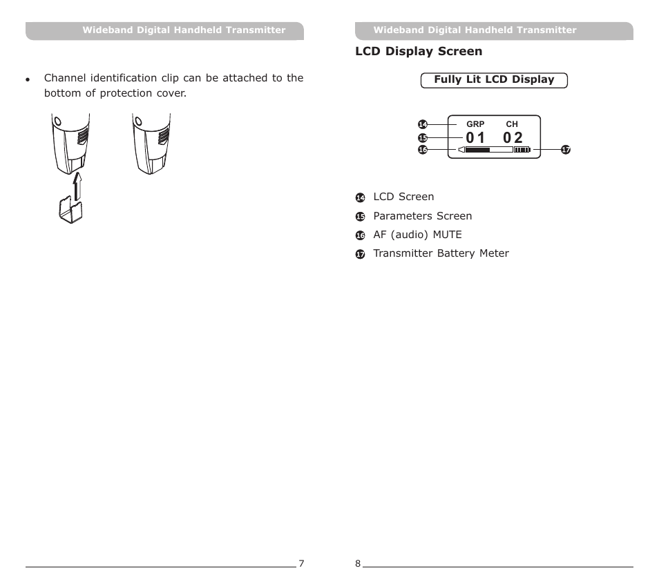 頁面 6, Lcd display screen | MIPRO ACT-80H Wideband Digital Handheld Transmitter User Manual | Page 6 / 15
