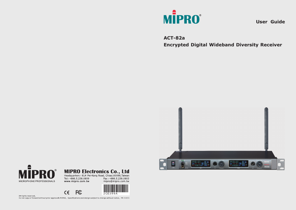 MIPRO ACT-82a Wideband Dual-Channel Digital Receiver User Manual | 13 pages