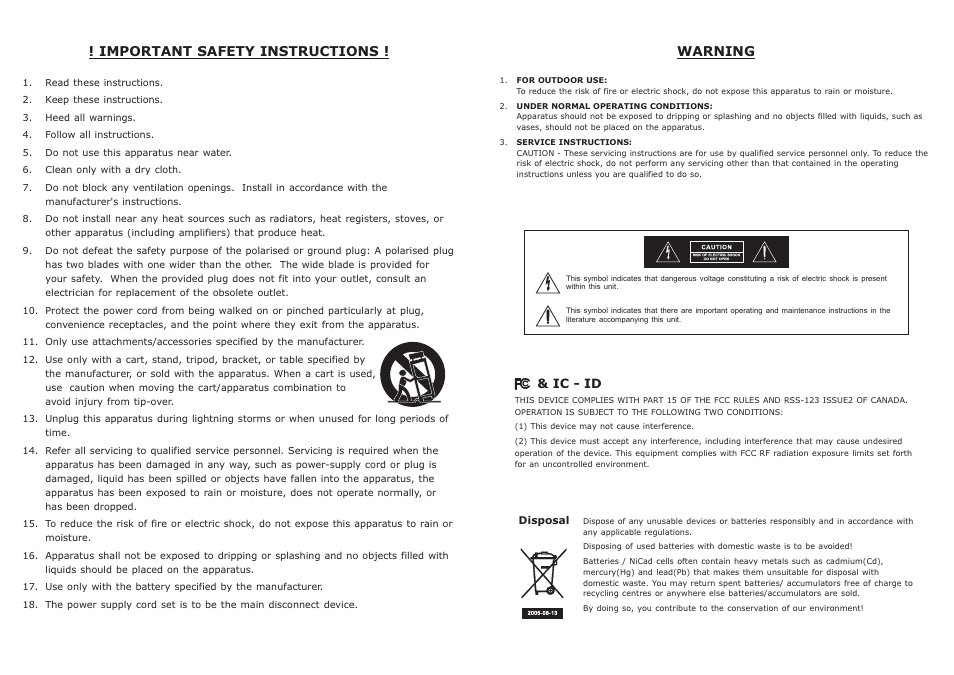 頁面 2, Warning, Important safety instructions | MIPRO ACT-82a Wideband Dual-Channel Digital Receiver User Manual | Page 2 / 13