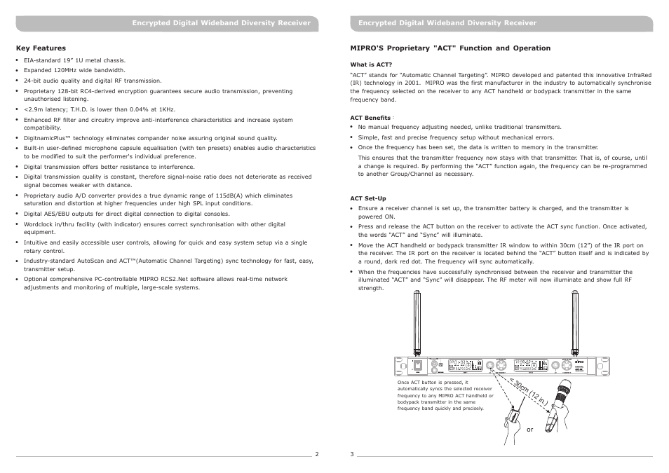 頁面 4 | MIPRO ACT-82a Wideband Dual-Channel Digital Receiver User Manual | Page 4 / 13