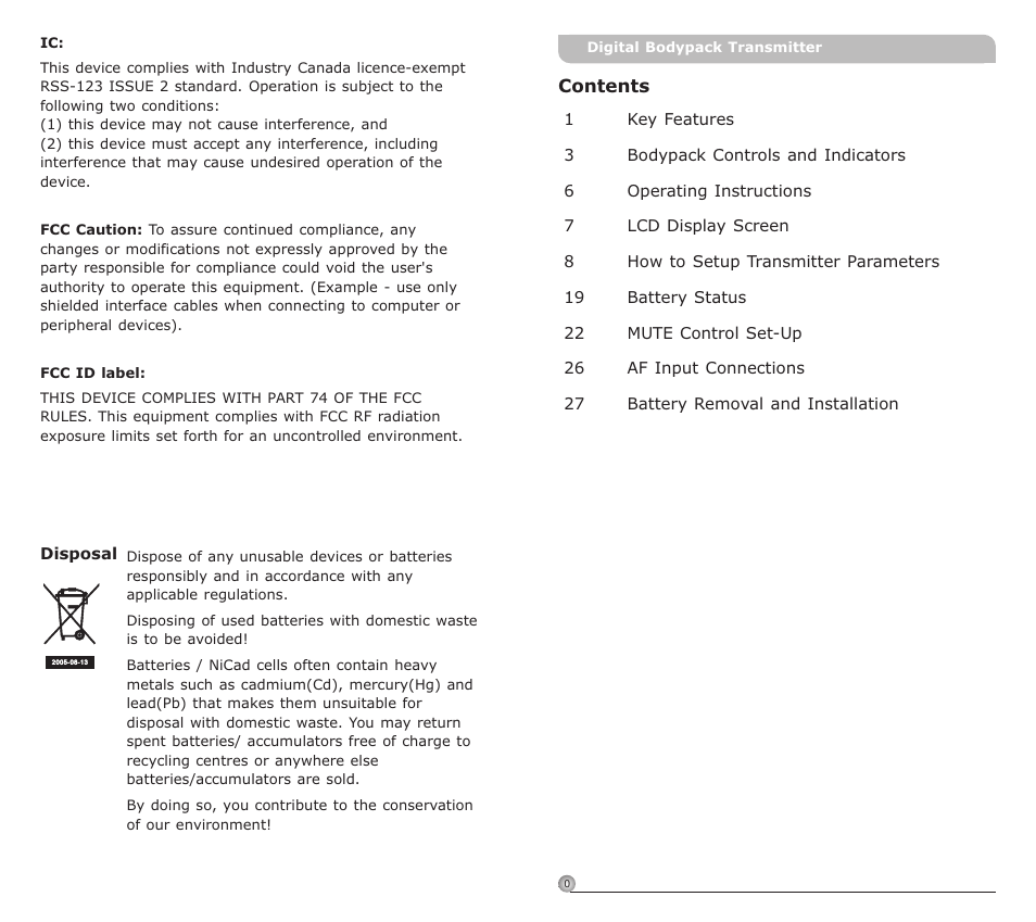 頁面 2 | MIPRO ACT-80T Wideband Digital Miniature Bodypack Transmitter User Manual | Page 2 / 17