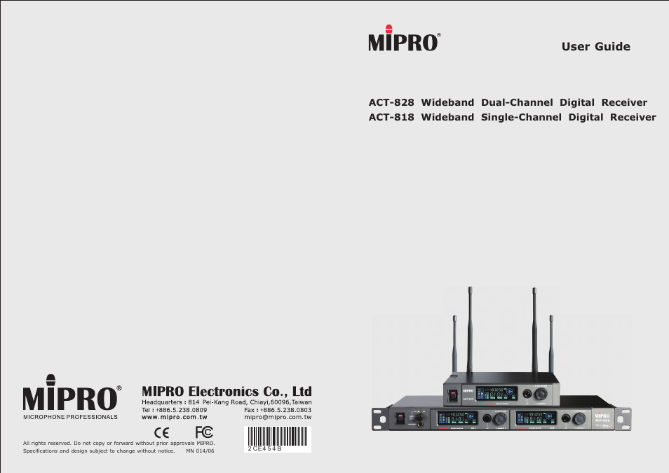 MIPRO ACT-818 Wideband Single-Channel Digital Receiver User Manual | 15 pages